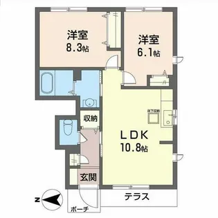 クレール松ヶ丘【0102号室】の間取り
