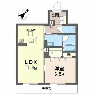 シャーメゾンさくらコート粟津【0102号室】の間取り