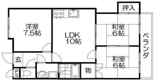 コーポ西森星丘【4階】の間取り