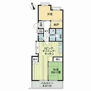 ライオンズマンション虹ヶ丘ガーデン参番館【2階】の間取り