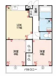 カンファート三潴【103号室】の間取り