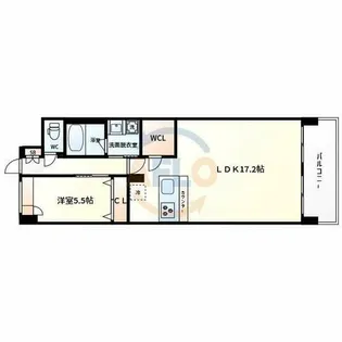 スプランディッド難波WESTⅡ【9階】の間取り