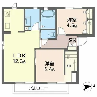 オーブ エバンズ【A201号室】の間取り