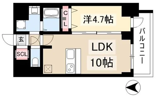 プレサンス広小路通今池【0807号室】の間取り