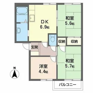 コスモハイツ弐番館【2階】の間取り