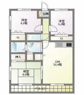 サンドリバー【203号室】の間取り