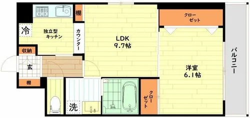 ラグレース福島【9階】の間取り