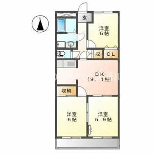 ファミリーメゾン新城【2階】の間取り
