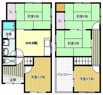 大阪府富田林市新家2丁目【一戸建】の間取り