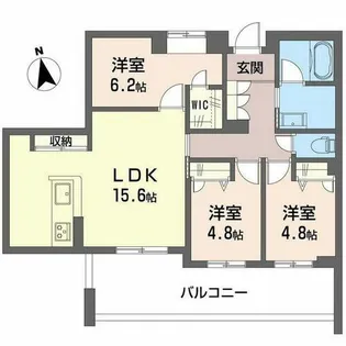 シャーメゾン深翠の杜【0202号室】の間取り