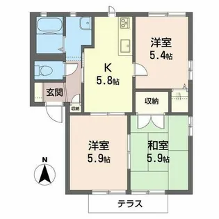 サニーコート【0107号室】の間取り