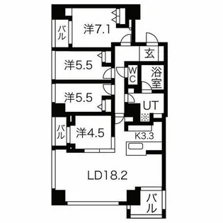 ラジェストタワー琴似【18階】の間取り