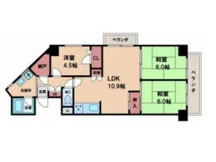 天王寺サンハイツ【6階】の間取り