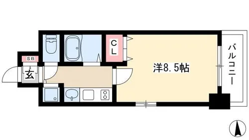 プレサンス名古屋駅前グランヴィル【9階】の間取り