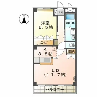 ミロワール赤坪【1階】の間取り