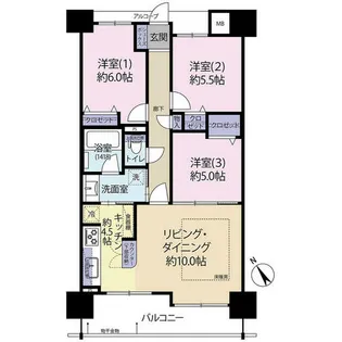 ライオンズクオーレ御幣島駅前ヴェルデ(0005500)【3階】の間取り