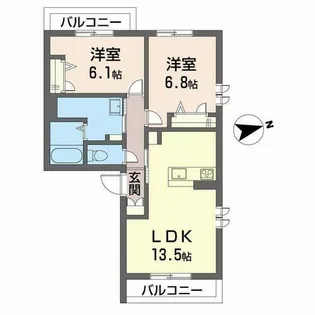 シャーメゾン岩出清水【0201号室】の間取り