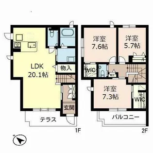 シャーメゾン殿山町【0101号室】の間取り