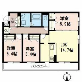 スクエア コート ミーティア【0203号室】の間取り