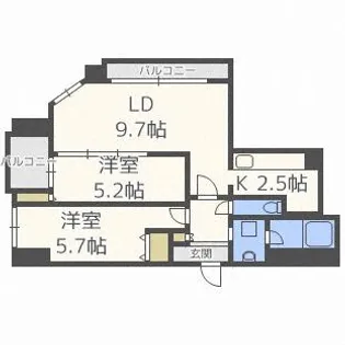 レジディア南一条イースト【3階】の間取り