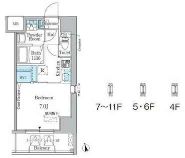 プレイズシード車道【9階】の間取り