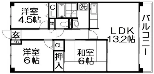 ミーテ・パラッツォⅡ【1階】の間取り