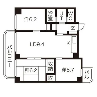 サンシャイン円山【4階】の間取り