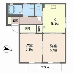 バリュージュ青野【B105号室】の間取り