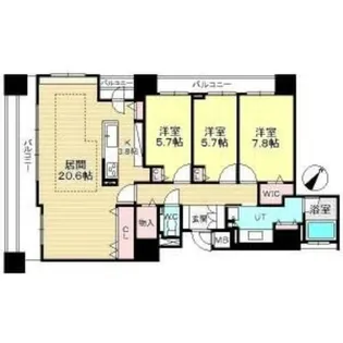 ヴァーテクス札幌ステージアA棟【4階】の間取り