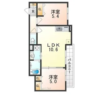 クリエオーレ菊水町【1階】の間取り