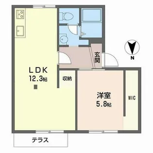タウニー上四条【C102号室】の間取り