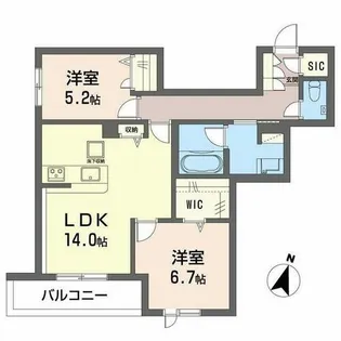 シャーメゾングランデール御影【0102号室】の間取り