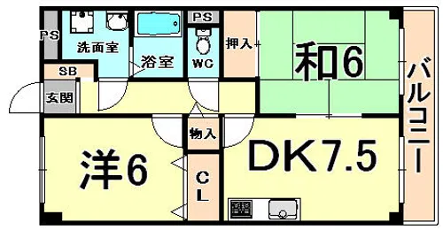 ハイツ桜ヶ丘【1階】の間取り