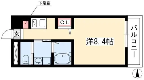 ピーステン名駅南【04B号室】の間取り