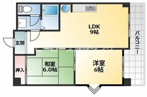 ハイツ北之防【4階】の間取り