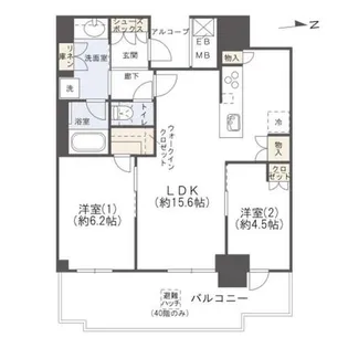 シエリアタワー大阪堀江【36階】の間取り