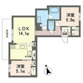 モノリス 天王寺【1階】の間取り