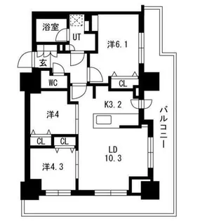 ファインシティ札幌ザ・タワー大通公園【10階】の間取り