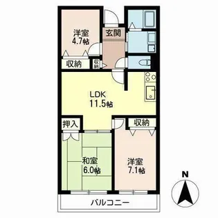 コート・ザ・ルピナス【0207号室】の間取り