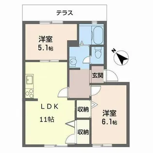 サニーハイツ貝塚【0102号室】の間取り
