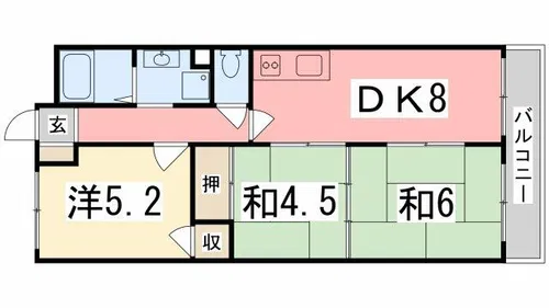 リゾティ英賀保【203号室】の間取り