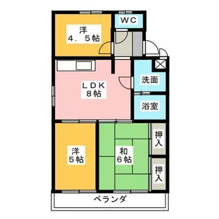 マンション緑黒石B棟【4階】の間取り