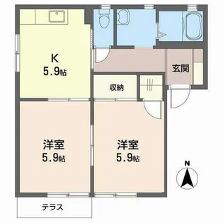 ポワッソン・ルージュ【1階】の間取り