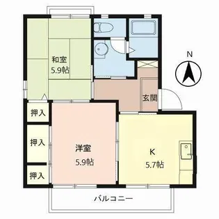 メゾンソレーユII【2階】の間取り