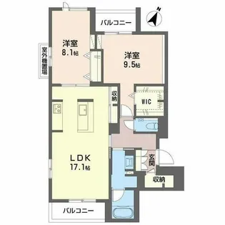 グレイス神戸住吉【0403号室】の間取り