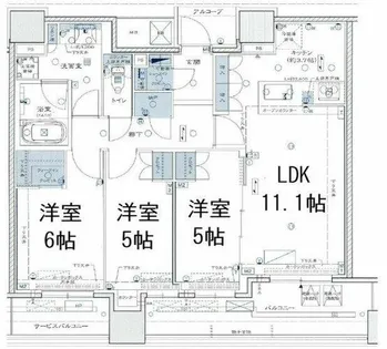 シエリアタワー中之島【35階】の間取り