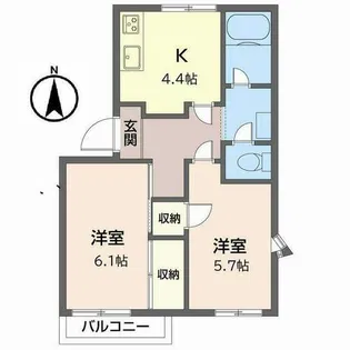 ホワイティハイツC棟【C201号室】の間取り
