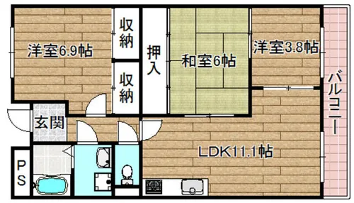 クリアコート寺谷【308号室】の間取り