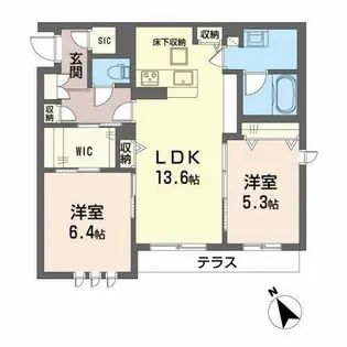 シャーメゾン リラフォート熊取【0105号室】の間取り