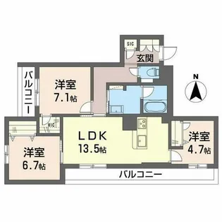 ヒュッゲ コート【0202号室】の間取り